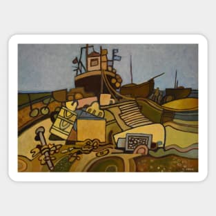 Dungeness Beach Fishing Boats Kent Sticker